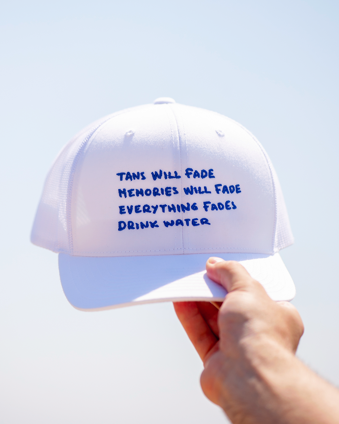 funnt, witty, humorous quote on white summer hat. Perfect for gift.