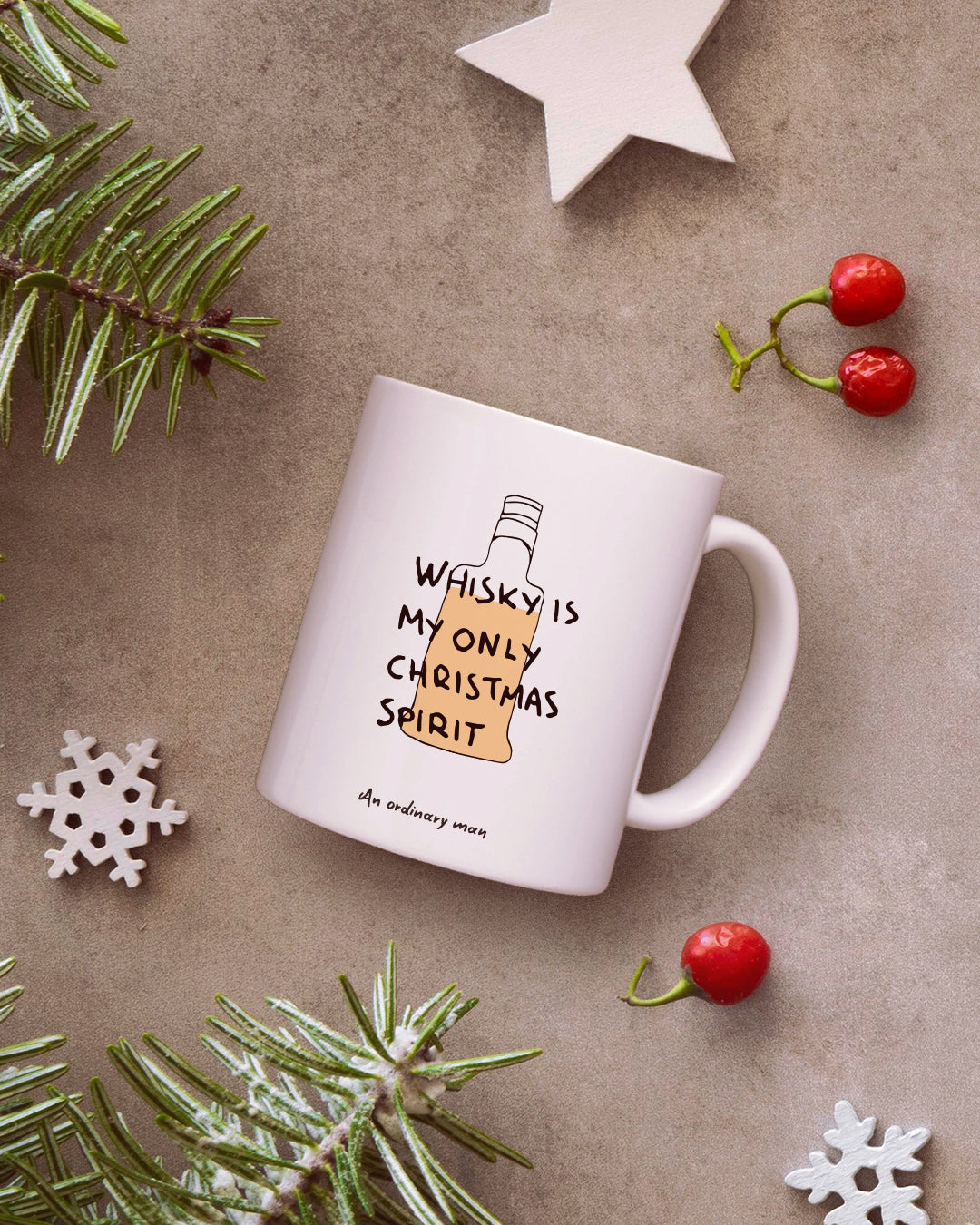 White Glossy Mug - Whiskey Is My Only Christmas Spirit
